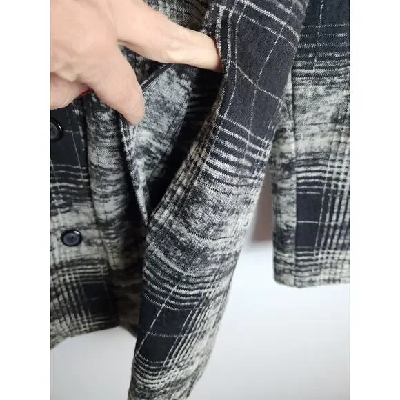 Comfy USA sweater jacket/shacket Sz M Pockets career office classic black gray - Picture 3 of 9